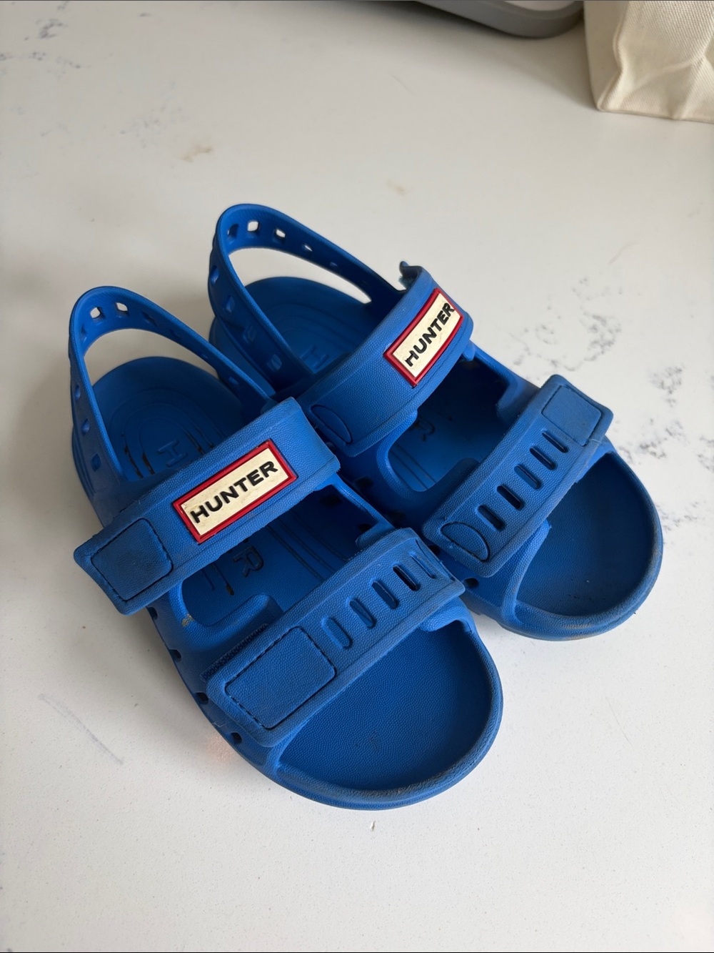 Hunter Bright Blue Kids Adjustable Strap Sandals